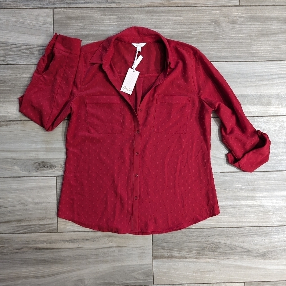 Candie's Button Down Textured Blouse